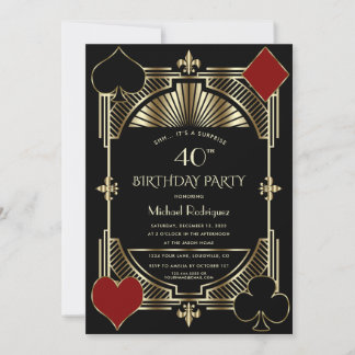 Las Vegas Casino Nacht Glücksspiel 40. Geburtstag Einladung