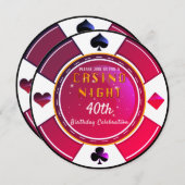 Las Vegas Casino Night Birthday Party Einladung (Vorne/Hinten)