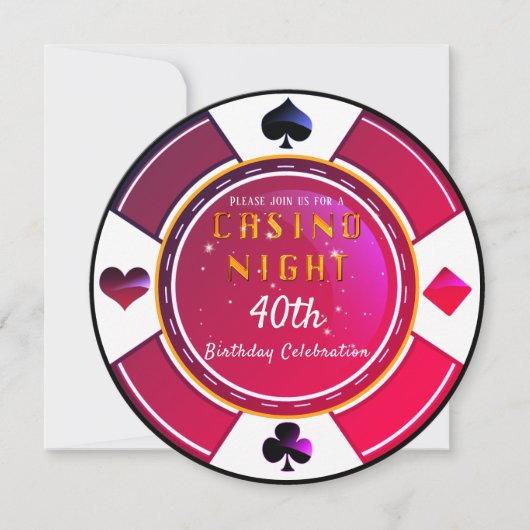 Las Vegas Casino Night Birthday Party Einladung (Vorderseite)