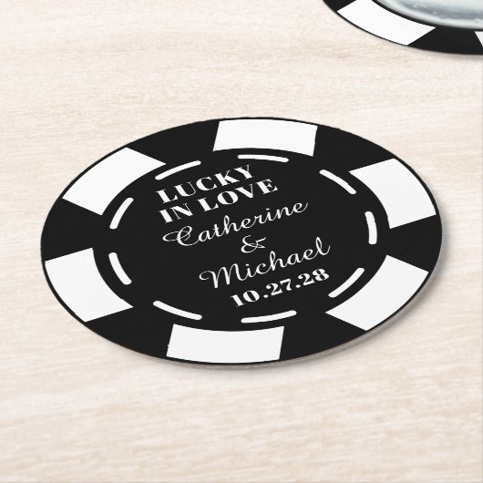 Las Vegas Casino Poker Chip Gastgeschenk Hochzeit Runder Pappuntersetzer (Angewinkelt)