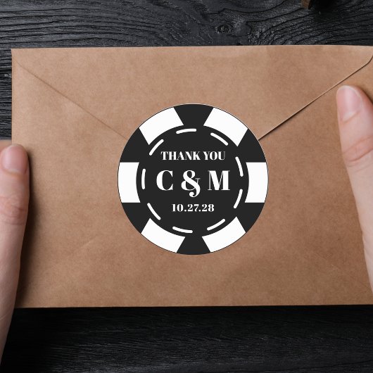 Las Vegas Casino Poker Chip Wedding Vielen Dank Runder Aufkleber