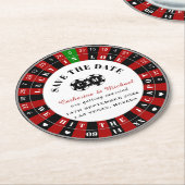Las Vegas Casino Roulette Rad Save the Date Runder Pappuntersetzer (Angewinkelt)