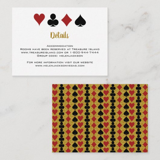 Las Vegas Casino Schwarzes Gold Details zur Hochze Begleitkarte (Vorne/Hinten)