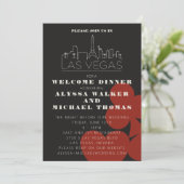 Las Vegas Casino Skyline Hochzeit Probe Abendessen Einladung (Stehend Vorderseite)