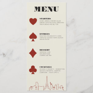 Las Vegas Casino Skyline Hochzeitsempfang Menükarte