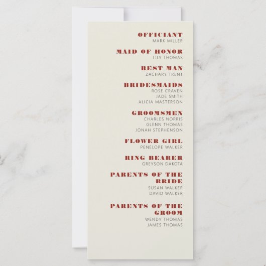 Las Vegas Casino Skyline Wedding Program (Rückseite)