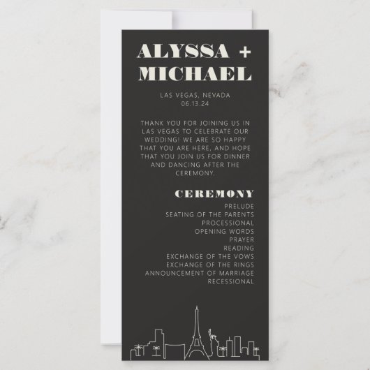 Las Vegas Casino Skyline Wedding Program (Vorderseite)