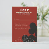 Las Vegas Casino Skyline Wedding RSVP Cards (Stehend Vorderseite)