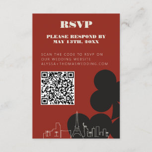 Las Vegas Casino Skyline Wedding RSVP QR Code Begleitkarte