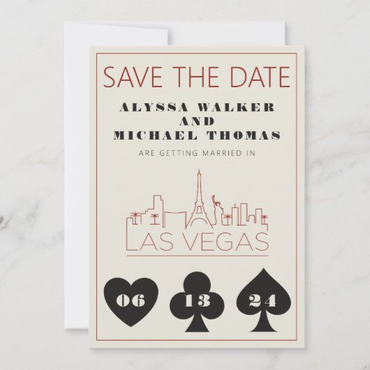 Las Vegas Casino Skyline Wedding Save the Date Einladung (Vorderseite)