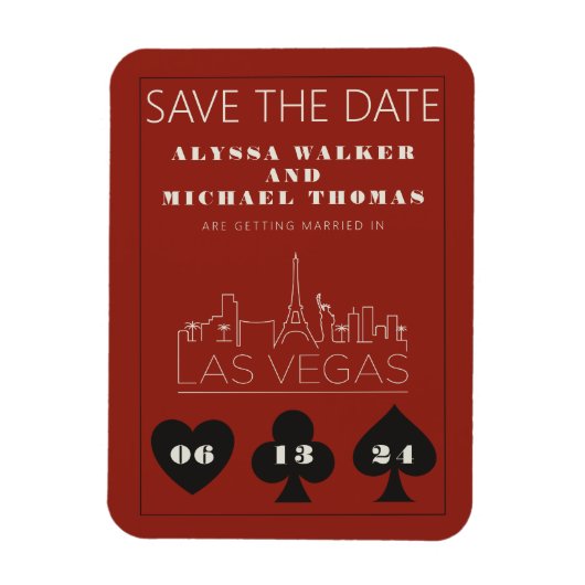 Las Vegas Casino Skyline Wedding Save the Date Magnet (Vertikal)