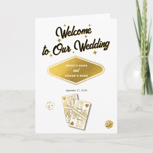 Las Vegas Casino Wedding Order of Service Gold Programm (Vorderseite)