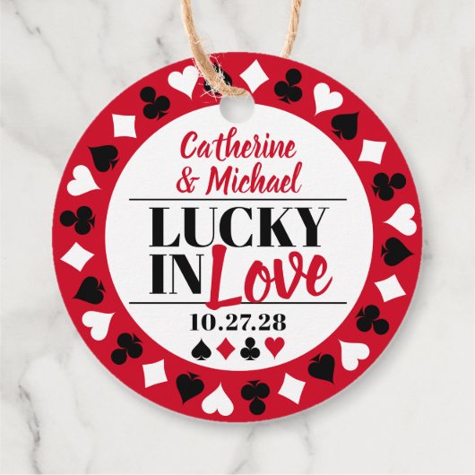 Las Vegas Casino Wedding Red & Black Geschenkanhänger (Rückseite)