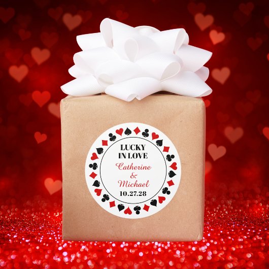 Las Vegas Casino Wedding Save the Date Runder Aufkleber