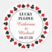 Las Vegas Casino Wedding Save the Date Runder Aufkleber (Vorderseite)