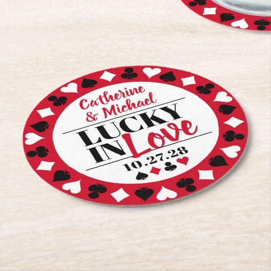 Las Vegas Casino Wedding Save the Date Runder Pappuntersetzer (Angewinkelt)