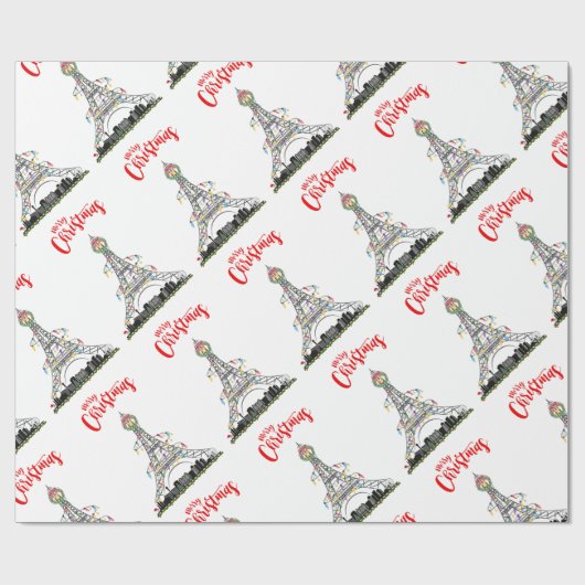 Las Vegas Christmas Eiffel Tower Wrapping Paper Geschenkpapier (Flach)