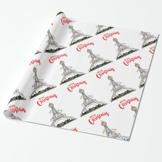 Las Vegas Christmas Eiffel Tower Wrapping Paper Geschenkpapier (Ungerollt)