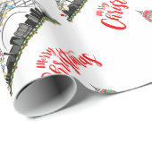 Las Vegas Christmas Eiffel Tower Wrapping Paper Geschenkpapier (Rolleneckpunkt)