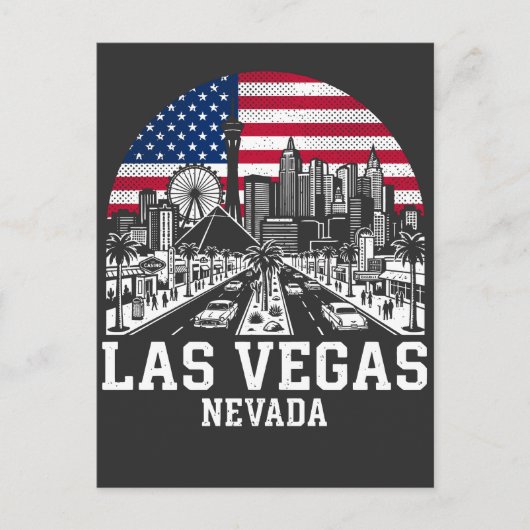 Las Vegas City Nevada American Flag Postkarte (Vorderseite)
