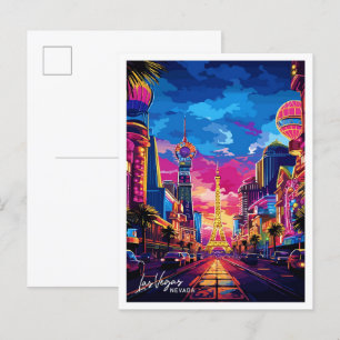 Las Vegas City Nevada Reise Vintage-Illustration Postkarte
