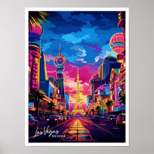 Las Vegas City Nevada Reisen Vintage Abbildung Poster