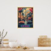 Las Vegas Cityscape mit Eiffelturm - Retro Poster (Küche)