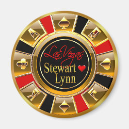 Las Vegas Deluxe Gold & Red Casino Chip Gefallen Magnet
