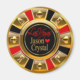 Las Vegas Deluxe Gold & Red Casino Chip Gefallen Magnet
