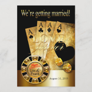 Las Vegas Deluxe Hochzeit   gold schwarz Einladung