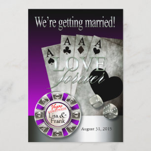 Las Vegas Deluxe Hochzeit   silber lila Einladung