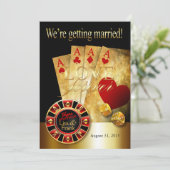 Las Vegas Deluxe Wedding | Rotes Gold Einladung (Stehend Vorderseite)
