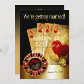 Las Vegas Deluxe Wedding | Rotes Gold Einladung (Vorne/Hinten)