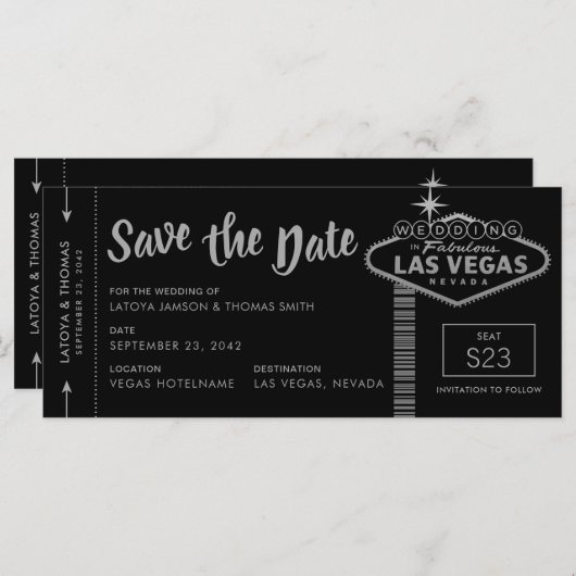 Las Vegas Destination Boarding Pass Save the Date (Vorne/Hinten)