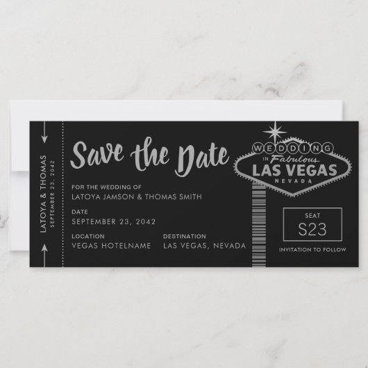 Las Vegas Destination Boarding Pass Save the Date (Vorderseite)