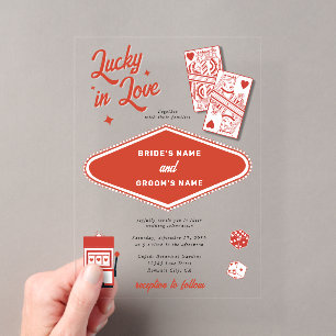 Las Vegas Destination Casino Lucky in Love Hochzei Acryleinladungen