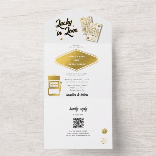 Las Vegas Destination Casino Lucky Lucky Liebe Hoc All In One Einladung (Innen)