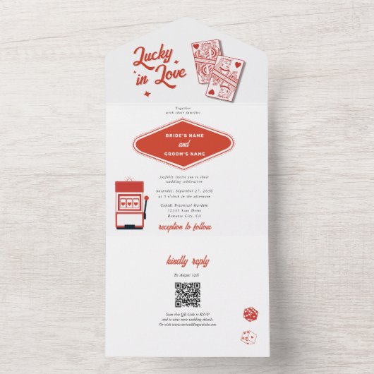 Las Vegas Destination Casino Lucky Lucky Liebe Hoc All In One Einladung (Innen)