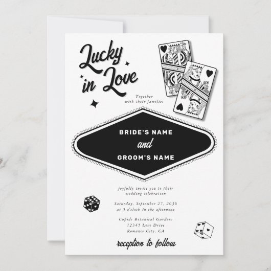 Las Vegas Destination Casino Lucky Lucky Liebe Hoc Einladung (Vorderseite)