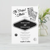Las Vegas Destination Perfect Match Wedding Black Einladung (Stehend Vorderseite)