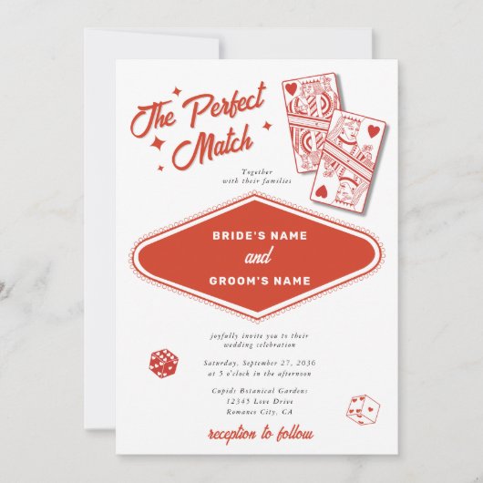 Las Vegas Destination Perfect Match Wedding Einladung (Vorderseite)