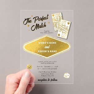 Las Vegas Destination Perfect Match Wedding Gold Acryleinladungen