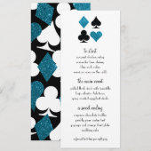 Las Vegas Destiny Blue Glitzer Wedding Menu Menükarte (Vorne/Hinten)