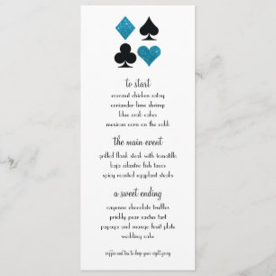 Las Vegas Destiny Blue Glitzer Wedding Menu Menükarte