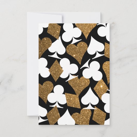 Las Vegas Destiny Gold Glitzer Hochzeitsdetails Einladung (Rückseite)