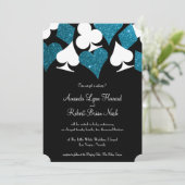 Las Vegas Destiny Malibu Blue Glitzer Wedding Einladung (Stehend Vorderseite)