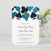 Las Vegas Destiny Malibu Blue Glitzer Wedding Einladung (Stehend Vorderseite)