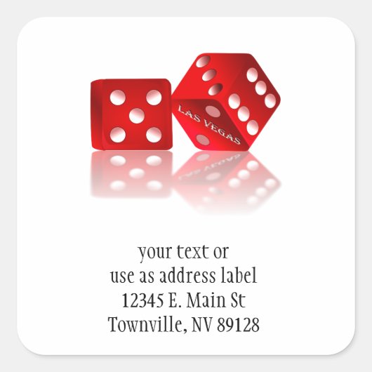 Las Vegas Dice Quadratischer Aufkleber (Vorderseite)
