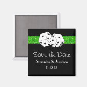 Las Vegas Dice Theme Green & Black Save the Date Magnet (Vorderseite/Rückseite)