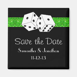 Las Vegas Dice Theme Green & Black Save the Date Magnet